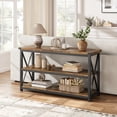 thumbnail image 1 of 47.3" Farmhouse Console Table, Entryway Table with Storage, 3 Tier Sofa Table with Metal Frame, Behind Couch Table for Living Room, Hallway, Entryway-Retro, 1 of 8