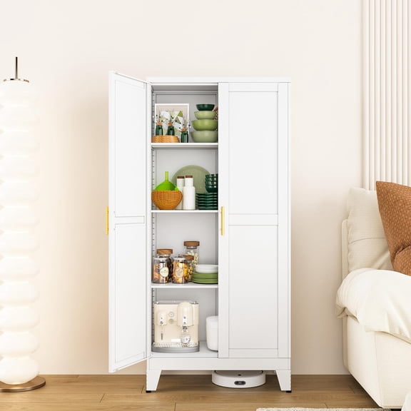 Erosoei Contemporary Metal Storage Cabinet with 2 Doors and 3 Adjustable Shelves, 47.3"H