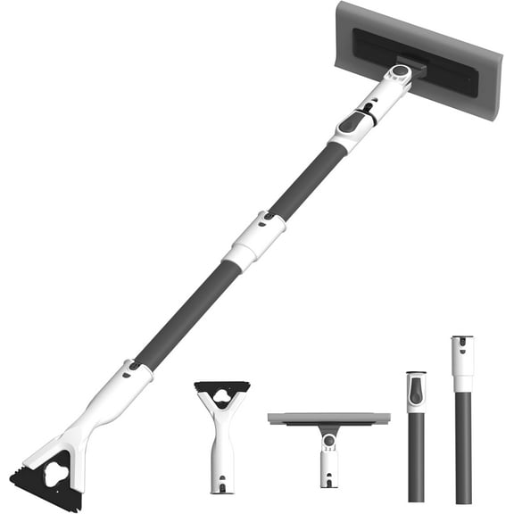 47.3 Inch Car Windshield Ice Scraper and Snow Brush with EVA Foam, Heavy Duty Snow Broom and Squeegee, 180 Degree Pivoting Head, Scratch-Free Extendable Snow Pusher for SUV and Truck