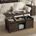 thumbnail image 1 of 47.3'' Lift Top Coffee Table Rectangle Farmhouse Coffee Table with Storage Rustic Center Table with Sliding Barn Doors for Living Room, Home, Dark Brown, 1 of 7
