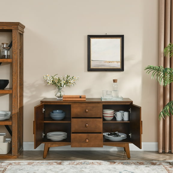 47.3" Storage Cabinets, Floor Sideboard with 2 Doors & 3 Drawers, Buffet Cabinet Sideboard, Accent Sideboard Buffet Storage Cabinet Furniture for Home Office