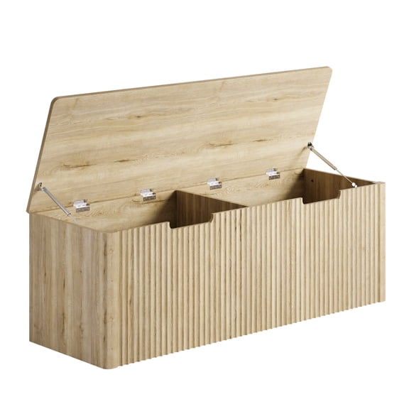 47.3" Storage Chest Extra Large Toy Storage Trunk with 2 Safety Hinges, Upholstered Wooden Box Bench, Lift-Top Organizer for Living Room, Entryway