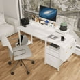 thumbnail image 1 of 47.3"office desk with power outlet,2 Monitor Stands,2 drawers,Side Pocket,Easy to Assemble,Frame stability Reversible, 1 of 12