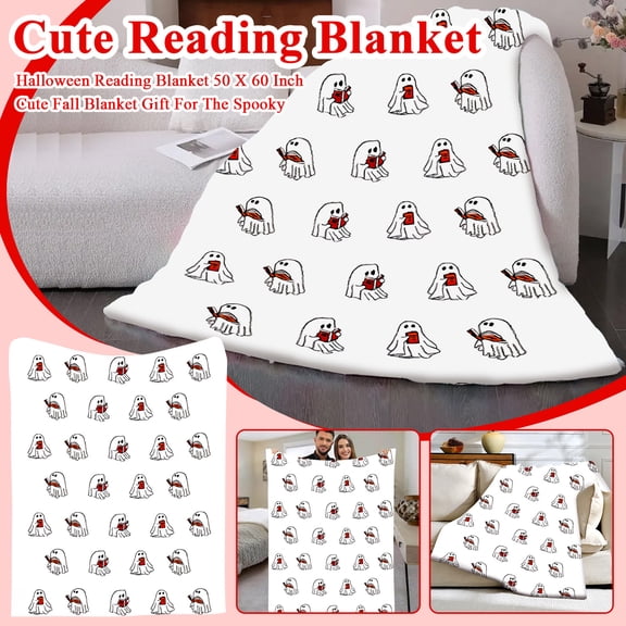 47"*31" Halloween Flannel Blanket, Sofy Halloween Throw Blanket, Ghost Design Halloween Party Favor Gifts, Cozy Decorative Blanket for Indoor Bed Couch Chairs, Perfect Choice for Living Spaces