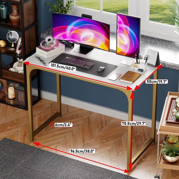 47/39/32 Inch Gaming Desk Writing Table Home Office Study Workstation Modern PC Laptop Sturdy Simple Gaming with Metal Frame Particle Board Steel Legs