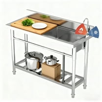 47.3x18.5x33.6Inch Heavy Duty Commercial Utility Sink ,Utility Sink with Cold and Hot Water Pipe and Faucet, , Kitchen Sink for Farmhouse Garage