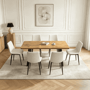 47.4"-63.2" Extendable Dining Table Set for 4-8 People,7 Piece Large Kitchen Table Set with 6 Chairs for Farmhouse, Dining Room,Living Room