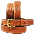 thumbnail image 1 of 47-48  Men's 1-1/2" Wide Tan Leather Basket Weave Tooled Ranger Belt 26RAA104TN, 1 of 1