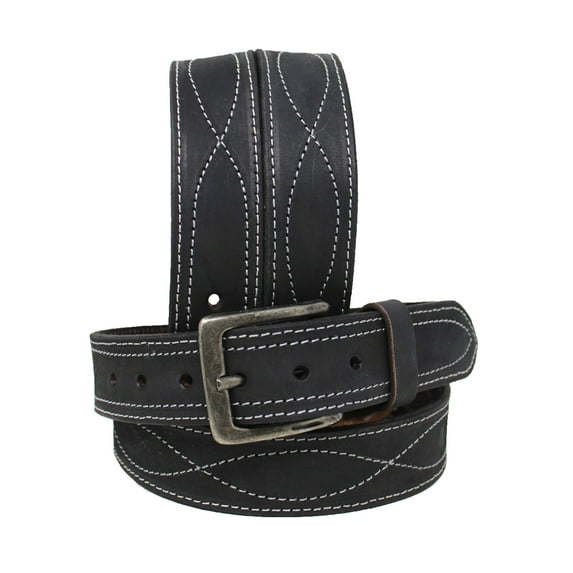 47-48 Men's Leather Casual Fancy Stitched Belt Removable Buckle 26AA66BK