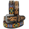 thumbnail image 1 of 47-48  Unisex 1.5" Western Floral Tooled Beaded Full-Grain Leather Belt 26RT23A, 1 of 3
