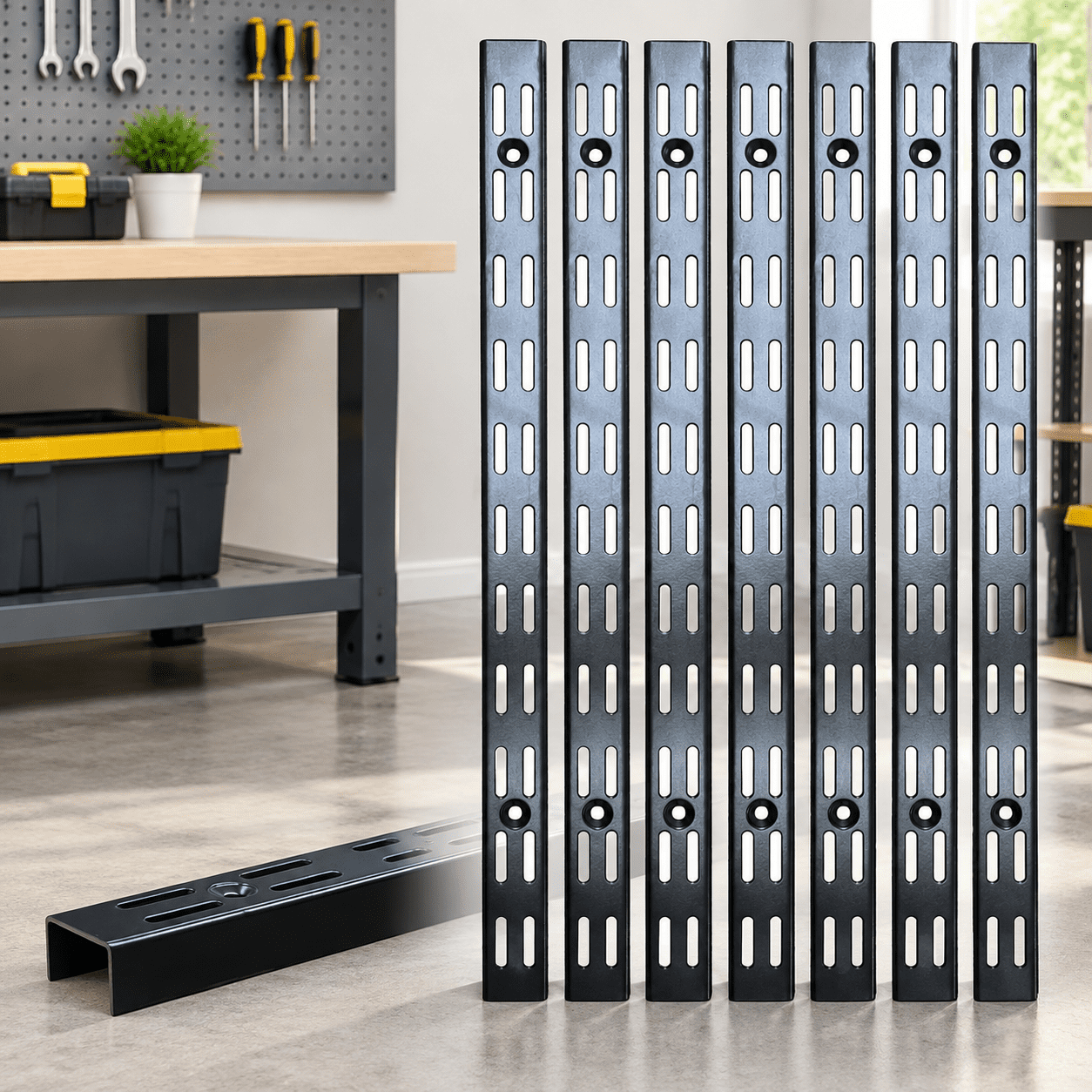 47.5-Inch Dual-Track Wall Shelf Rails, 6 Pack, Black - Walmart.com