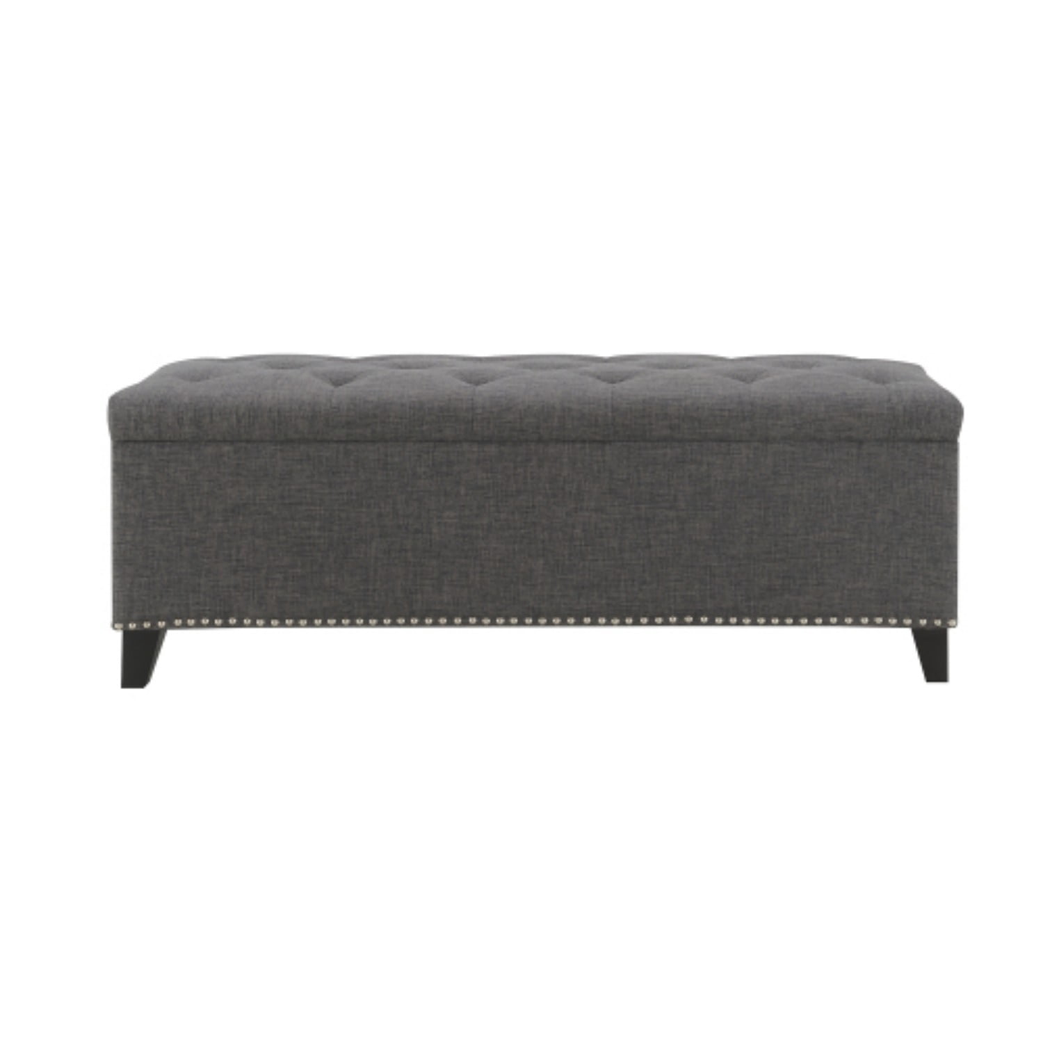 47.5" Storage Ottoman Bench with Safety Hinge, Linen Tufted Storage Bench for Bedroom, Entryway, Living Room, End of Bed Bench, Dark Gray