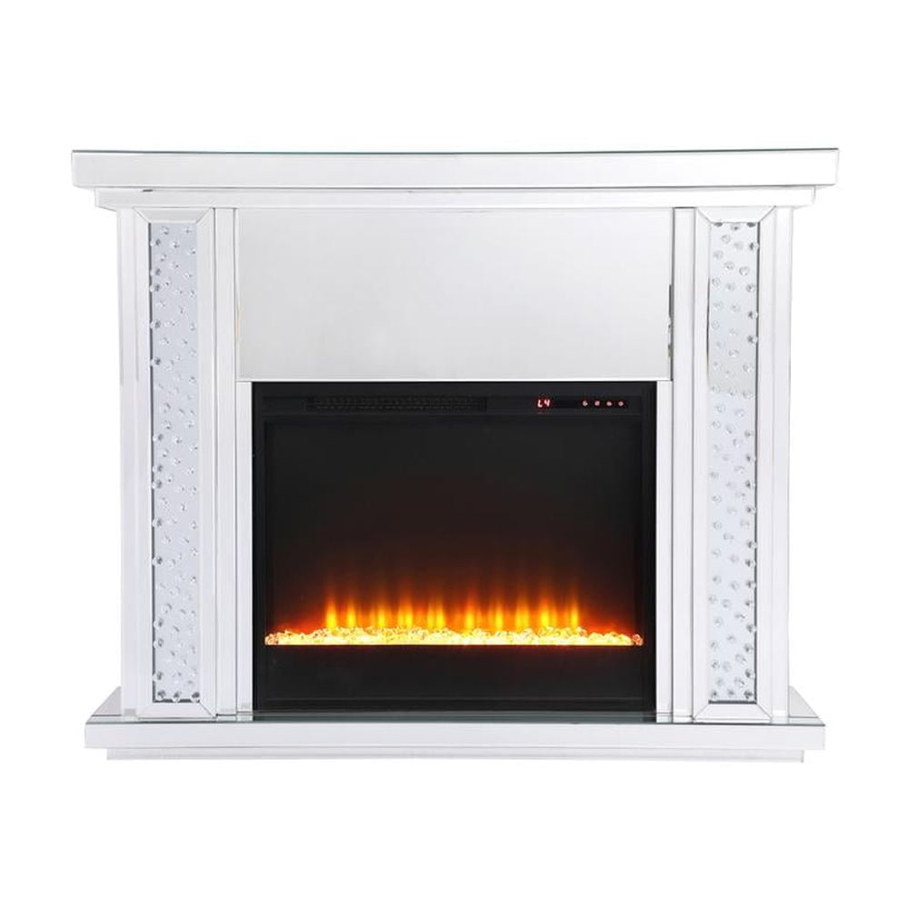 47.5 in. Crystal mirrored mantle with crystal insert fireplace