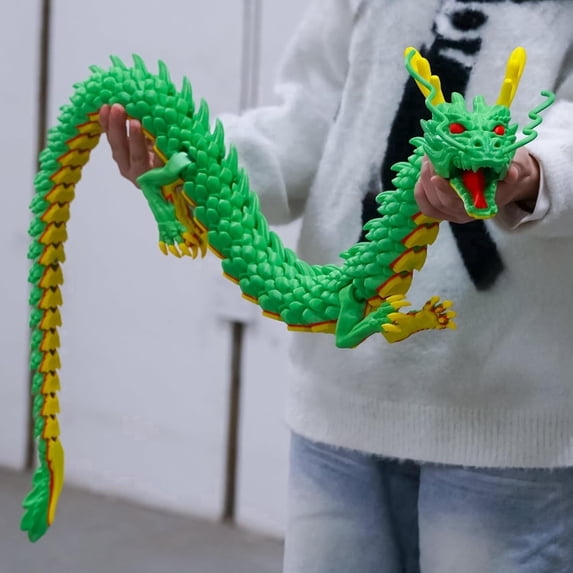 47.5inch Large 3D Printed Dragon,Flexible Joint Animal lacertid Figurines, Home Office Decor,Fidget Toy for Adults Teens Boy Festival Gifts,Easter Basket Stuffers,Executive Desk Toy
