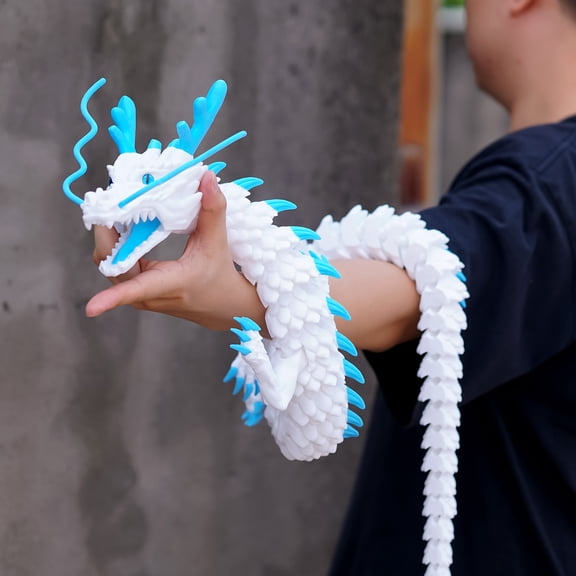 47.5inch 3D Printed dragon,Flexible Joint Animal lacertid Figurines,Realistic Eyes, Home Office Decor,Fidget Toy for Adults Teens Boy Festival Gifts