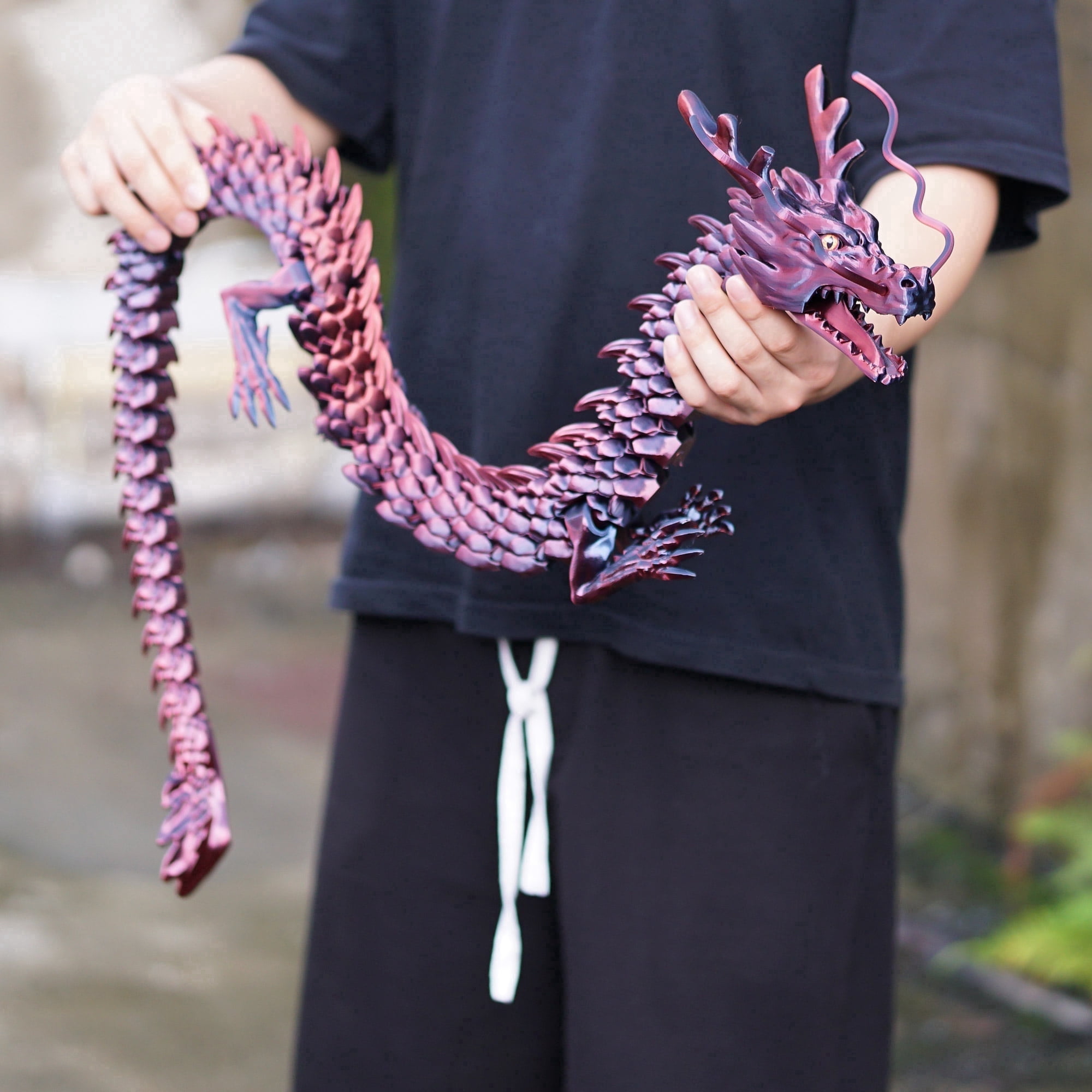 47.5inch 3D Printed dragon,Flexible Joint Animal lacertid Figurines,Realistic Eyes, Home Office Decor,Fidget Toy for Adults Teens Boy Festival Gifts