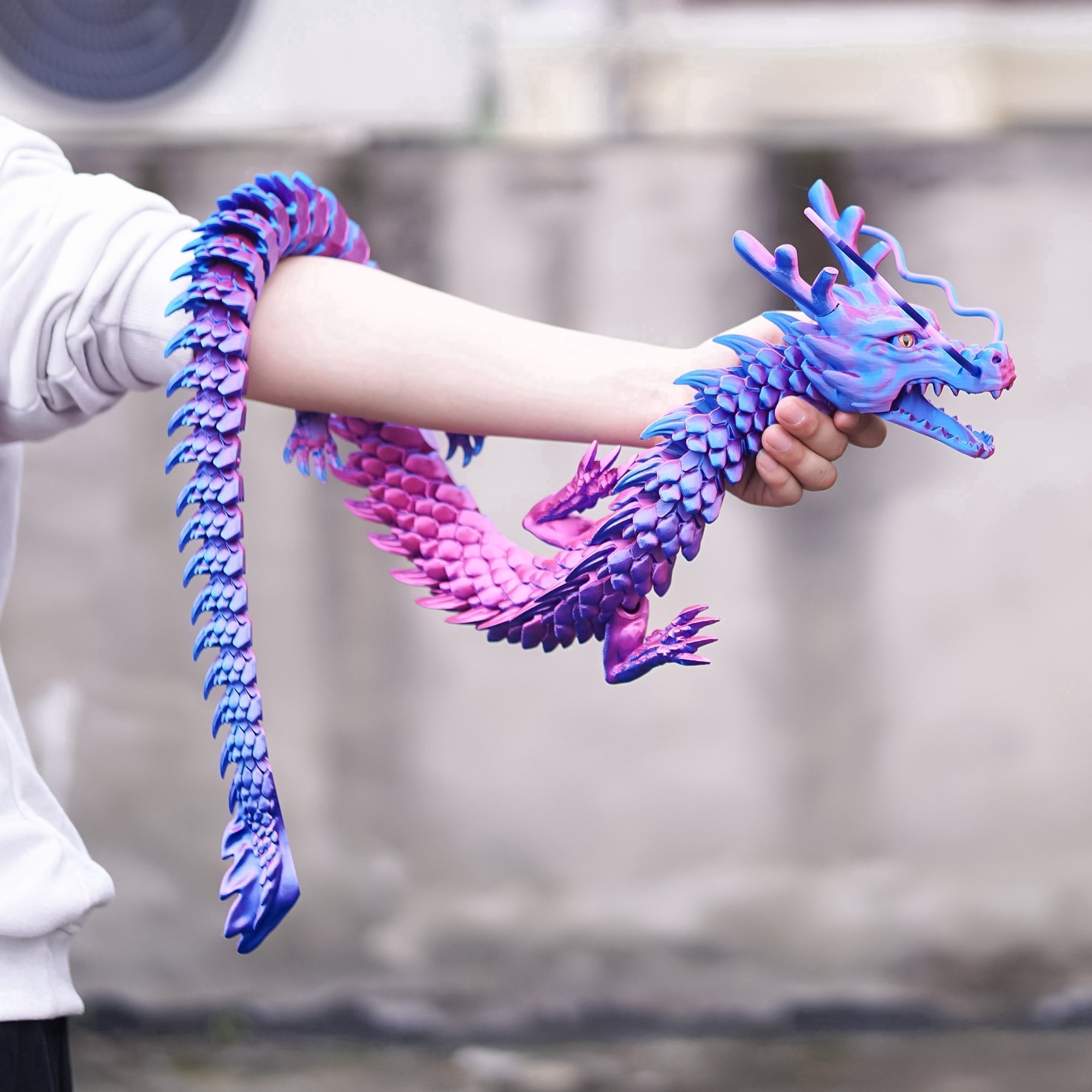47.5inch 3D Printed dragon,Flexible Joint Animal lacertid Figurines,Realistic Eyes, Home Office Decor,Fidget Toy for Adults Teens Boy Festival Gifts