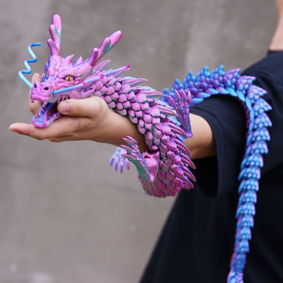 47.5inch 3D Printed dragon,Flexible Joint Animal lacertid Figurines,Realistic Eyes, Home Office Decor,Fidget Toy for Adults Teens Boy Festival Gifts