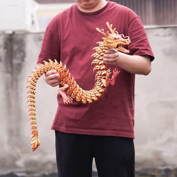 47.5inch 3D Printed dragon,Flexible Joint Animal lacertid Figurines,Realistic Eyes, Home Office Decor,Fidget Toy for Adults Teens Boy Festival Gifts
