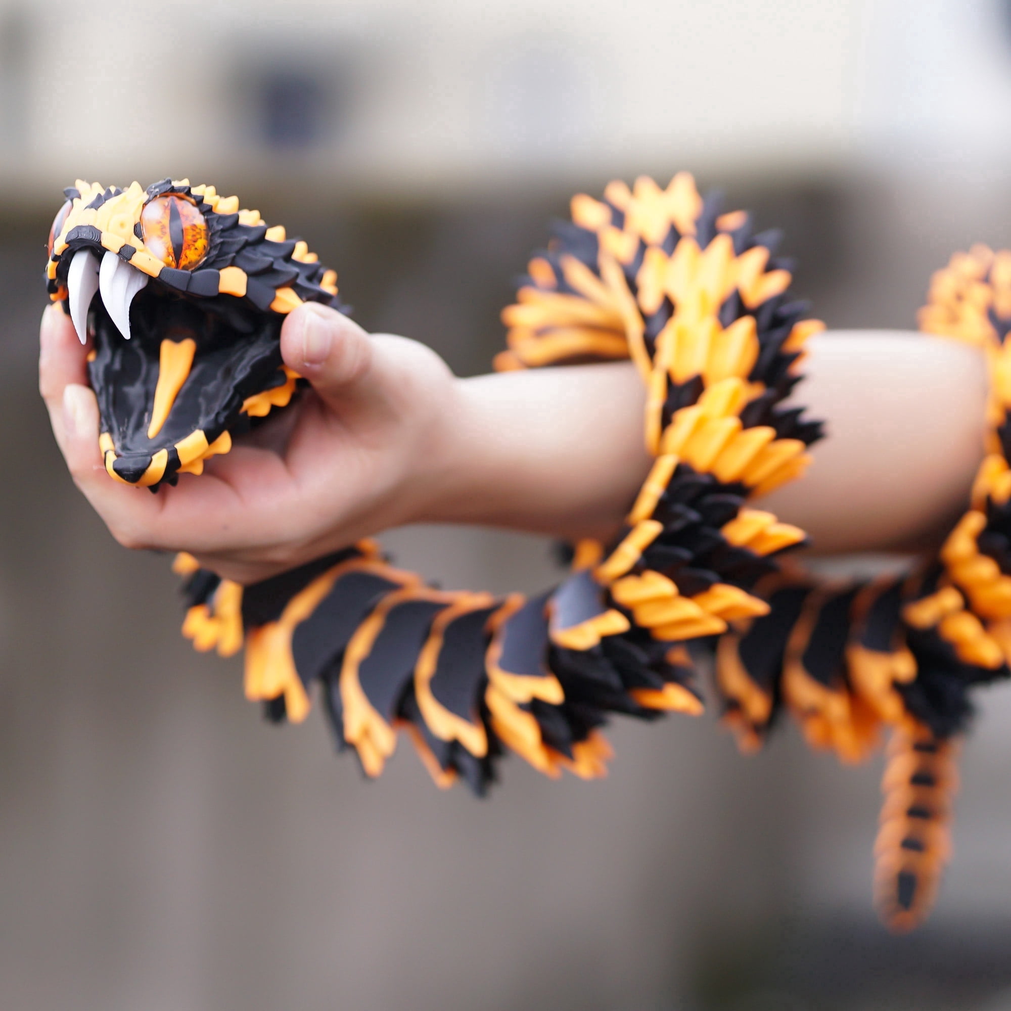 47.5inch 3D Printed snake,Flexible Joint Animal lacertid Figurines,Realistic Eyes, Home Office Decor,Fidget Toy for Adults Teens Boy Festival Gifts