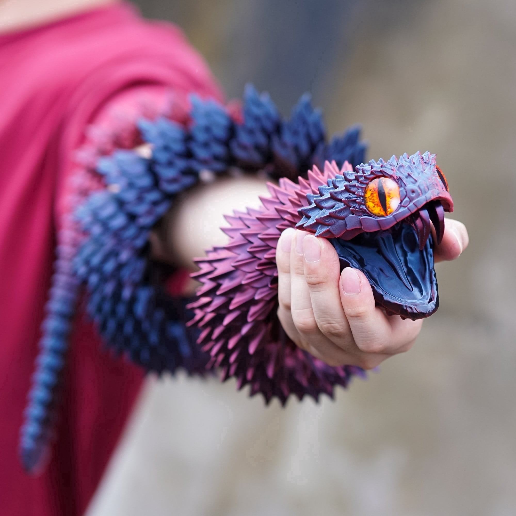 47.5inch 3D Printed snake,Flexible Joint Animal lacertid Figurines,Realistic Eyes, Home Office Decor,Fidget Toy for Adults Teens Boy Festival Gifts