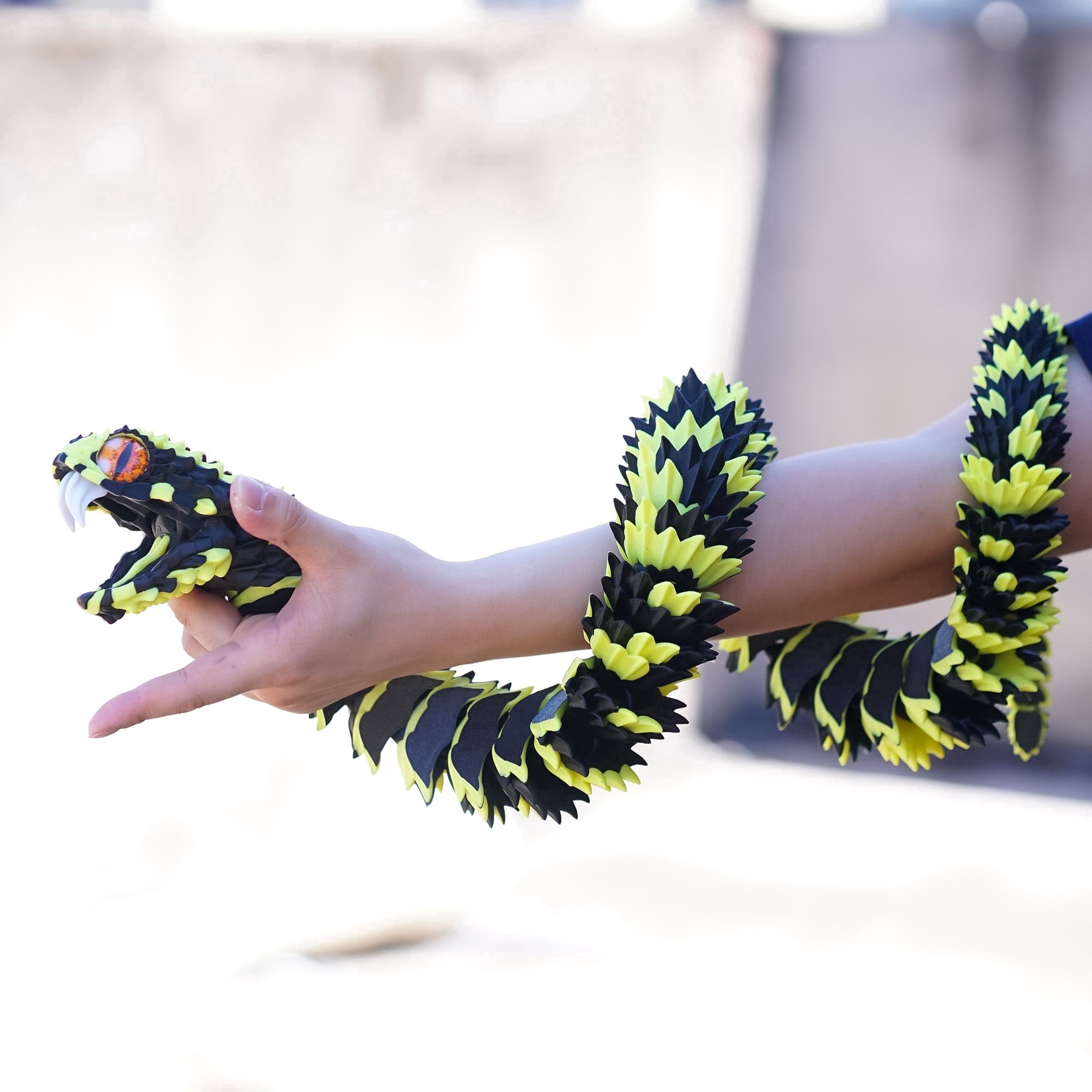 47.5inch 3D Printed snake,Flexible Joint Animal lacertid Figurines,Realistic Eyes, Home Office Decor,Fidget Toy for Adults Teens Boy Festival Gifts