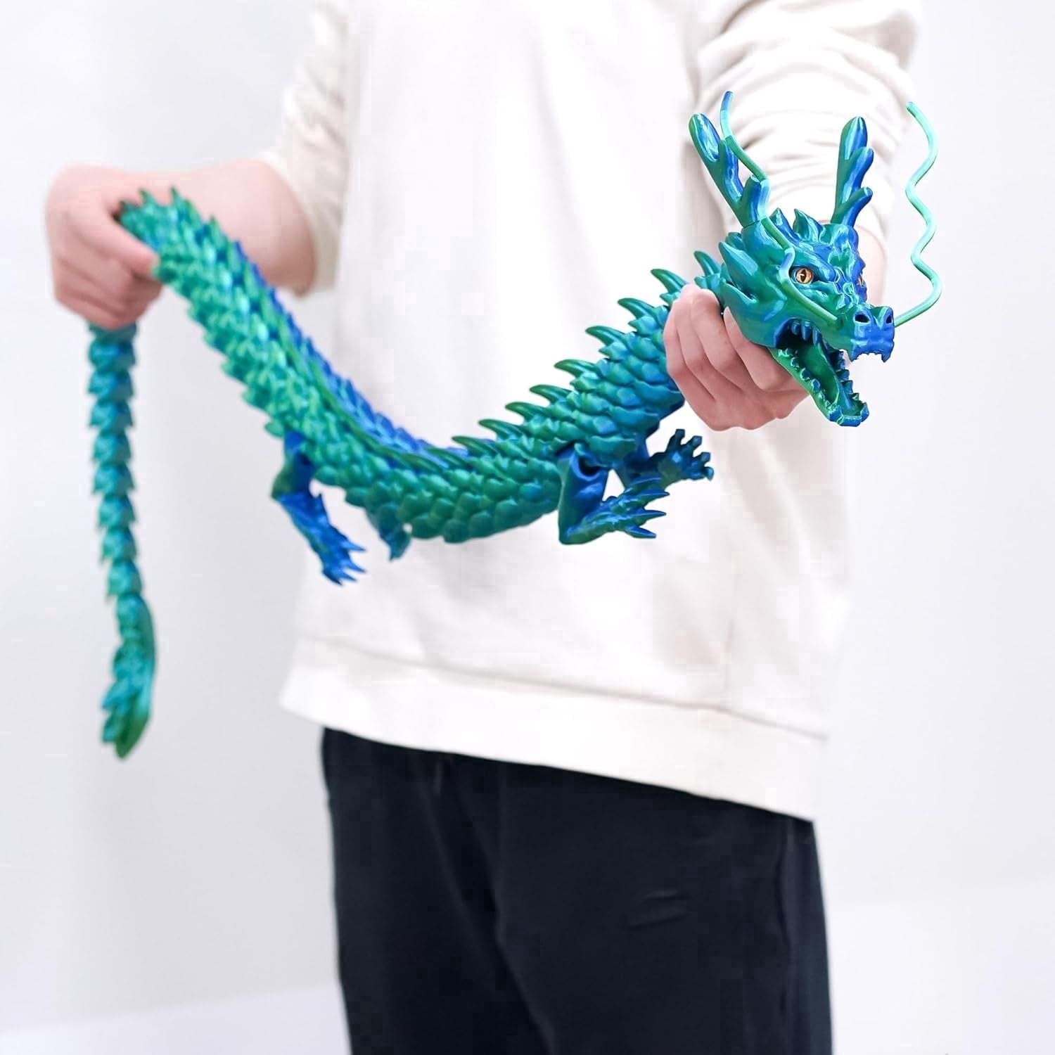 47.3inch Super Large 3D Printed Dragon Models,Flexible Joint Animal lacertid Figurines, 3D Printing Stuff Cheap,Stress Relief, Fidget restlessness, ADHD Toys, Surprise Fantasy Gifts (47.3inch)
