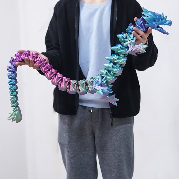47.5inch Super Large 3D Printed Rose Dragon,Flexible Joint Animal Figurines, Cool Stuff Fun Gift,Home Office Decor,Fidget Toy for Adults Teens Boy Gifts Easter Basket Stuffers (PG-47.5inch)
