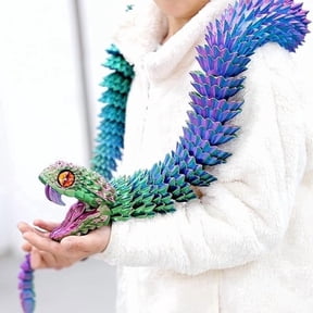 47.5inch Super Large 3D Printed Snake Models,Movable Teeth,Flexible Joint Animal lacertid Figurines, Stress Relief, Fidget restlessness, ADHD Toys, Surprise Fantasy Gifts (RGB/47.5inch)