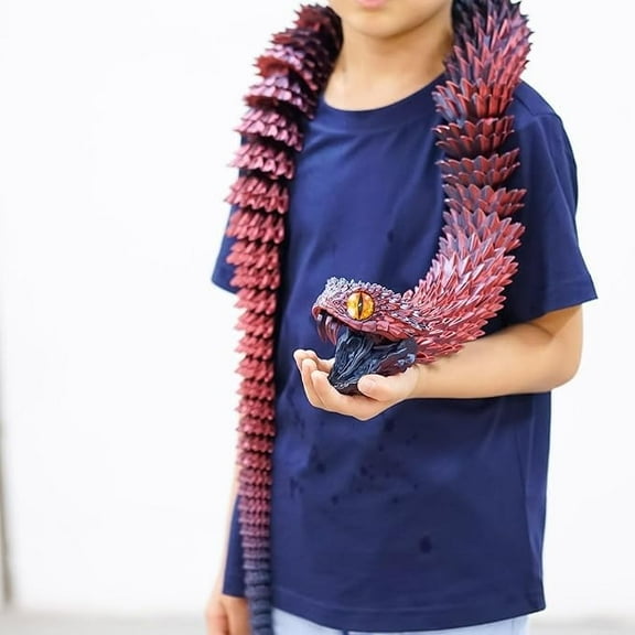 47.5inch Super Large 3D Printed Snake Models,Movable Teeth,Flexible Joint Animal lacertid Figurines, Stress Relief, Fidget restlessness, ADHD Toys, Surprise Fantasy Gifts (RBL/47.5inch)