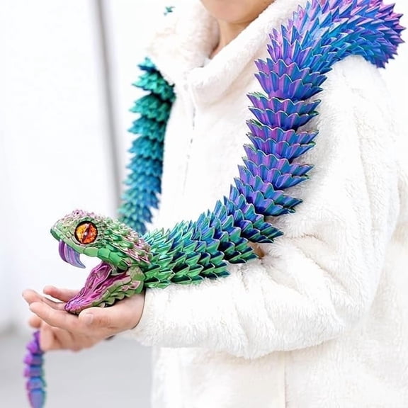 47.5inch Super Large 3D Printed Snake Models,Movable Teeth,Flexible Joint Animal lacertid Figurines, Stress Relief, Fidget restlessness, ADHD Toys, Surprise Fantasy Gifts (RGB/47.5inch)
