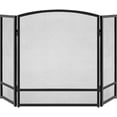 thumbnail image 1 of 47.5x27.25in 3-Panel Simple Steel Mesh Fireplace Screen, Fire Spark Guard Grate for Living Room Home Decor w/Rustic Worn Finish - Black, 1 of 7