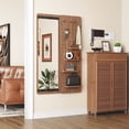 thumbnail image 1 of 47.6"H Wall Mounted Full Length Mirror with Sliding Pegboard Panel, 4 Shelves & 5 Hooks, Brown, 1 of 9