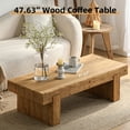 thumbnail image 1 of 47.6 Inch Farmhouse Coffee Table, Solid Wood Rectangular Rustic Cocktail Table for Living Room Home Office, Natural Wood, 1 of 7