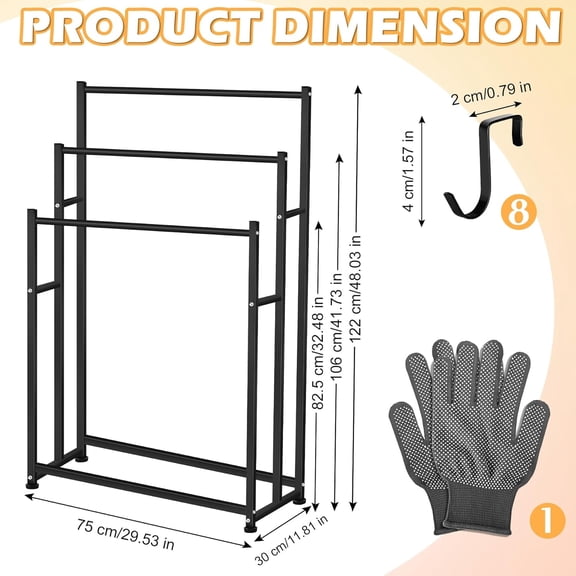 47.6 Inch Tall Free Standing Towel Rack 3 Tier Pool Towel Rack Outdoor Oversized Floor Bath Towel Drying Valet Holder Blanket Quilt Rack Stand for Bathroom Bedroom Beach Hot Tub Gym Pool Area Outside
