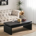 thumbnail image 1 of 47.6" L Modern Coffee Table, Rectangular Center Table with Floating Top Design, Rustic Wood End Table for Living Room Apartment, Antique Black, 1 of 9