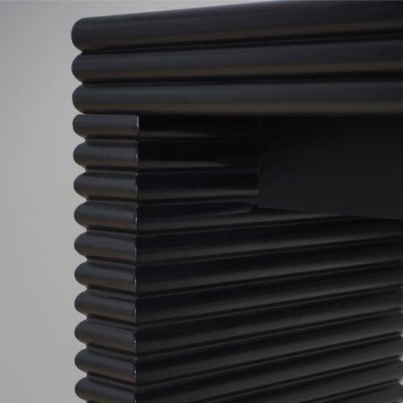 47.6" Modern Black Ribbed Coffee Table – Rectangular Low Profile Center Tab