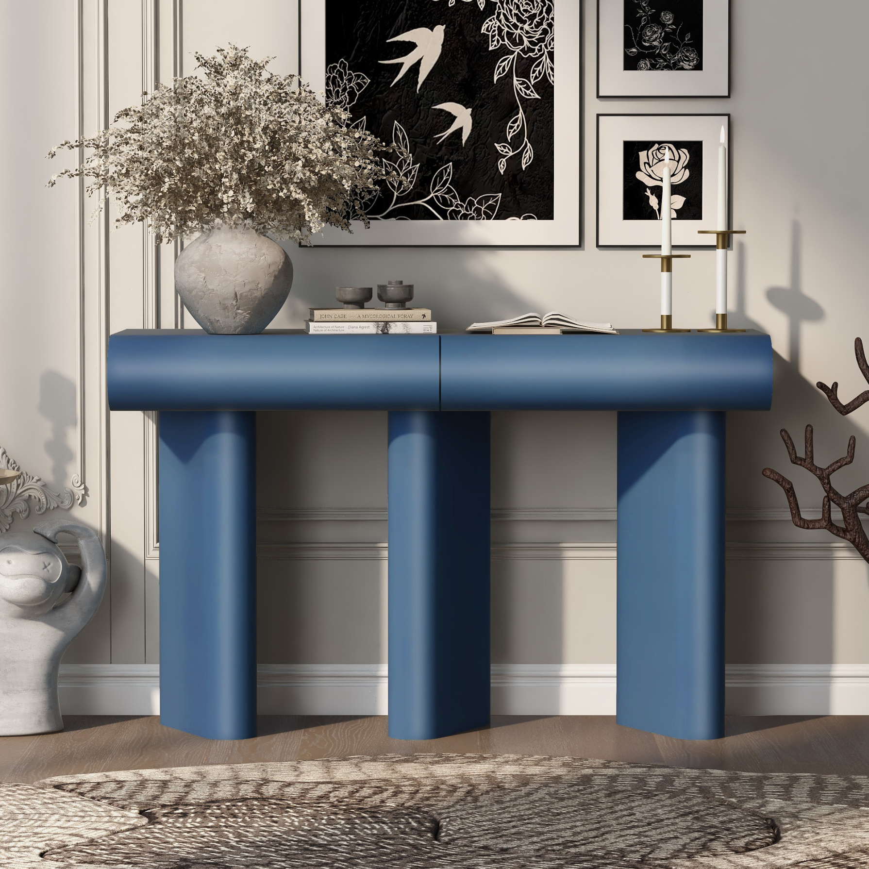 Geometric Scandinavian Apartment Table Settings Reference: 47 6 Modern Painted Entryway Table With 2 Curved Drawers