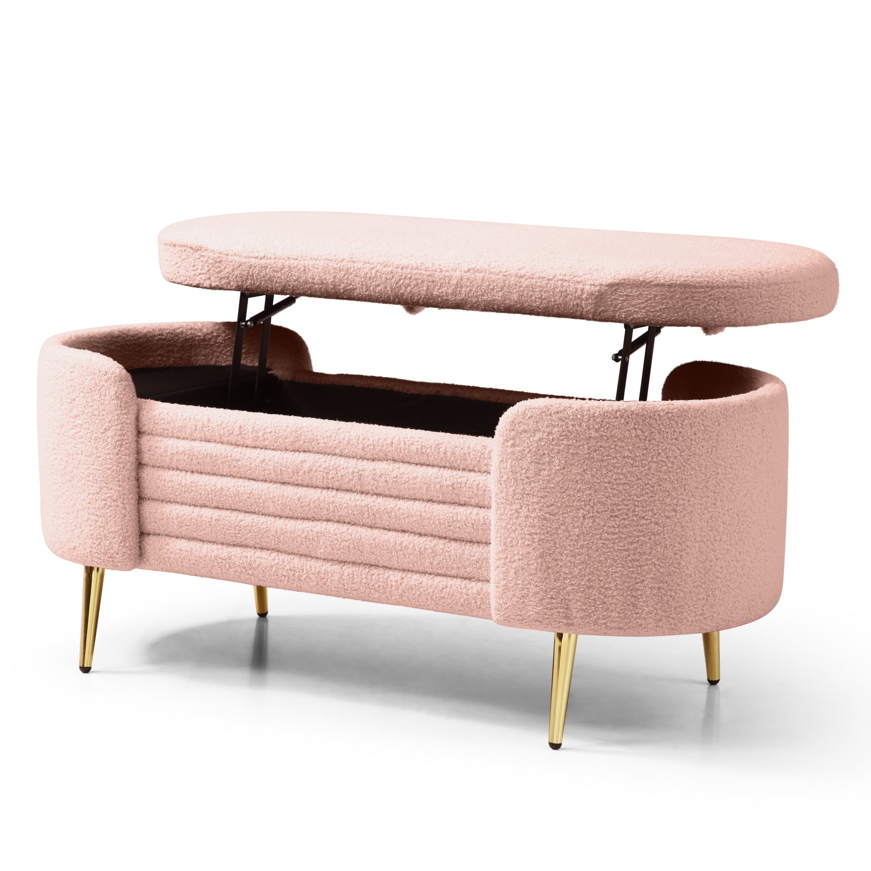 47.6 " Storage Ottoman Bench with 300lb Seating,Upholstered Sherpa ...