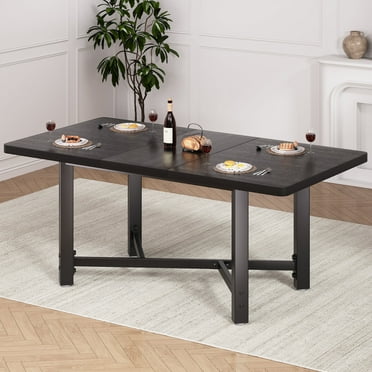 Cocosity 47"-63" Wood Rectangular Expandable Kitchen Dining Table for Small Space Office Apartment, Black