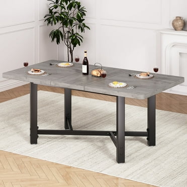 Cocosity 47"-63" Wood Rectangular Expandable Kitchen Dining Table for Small Space Office Apartment, Grey