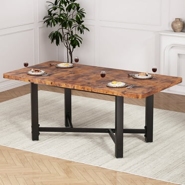 Cocosity 47"-63" Wood Rectangular Expandable Kitchen Dining Table for Small Space Office Apartment, Rustic Brown