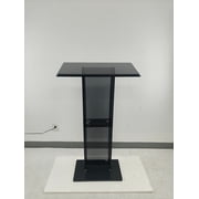 47" Acrylic Podium Stand, 12mm Thickened Clear Church Pulpit with Double Storage Shelves, Heavy Duty Transparent Lectern for Classroom & Wedding