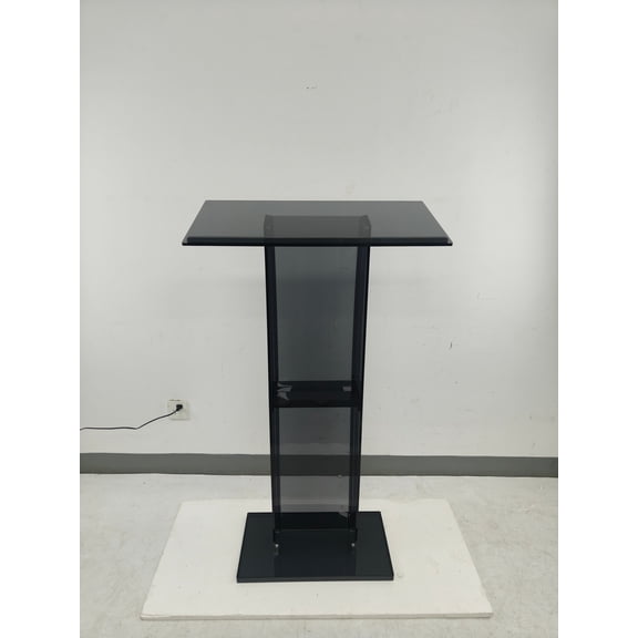 47" Acrylic Podium Stand, 12mm Ultra-Thickened Clear Church Pulpit with Double Divided Storage Shelves, Heavy Duty Transparent Lectern for Teacher Classroom, Wedding, Event Speaking Stand