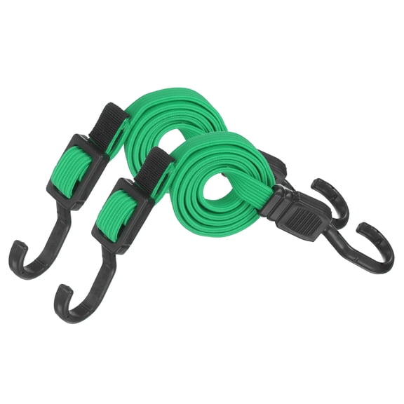 47" Adjustable Bungee Cords with Hook, 2Pcs Heavy Duty Outdoor Elastic Bungee Strap for Securing Luggage Moving Cargo, Green