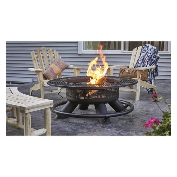 47" BBQ Grill Outdoor Wood Burning Steel Log Firepit for Camping, Grilling, Smores, Yard, Cooking Outside, Barbecue, Wilderness