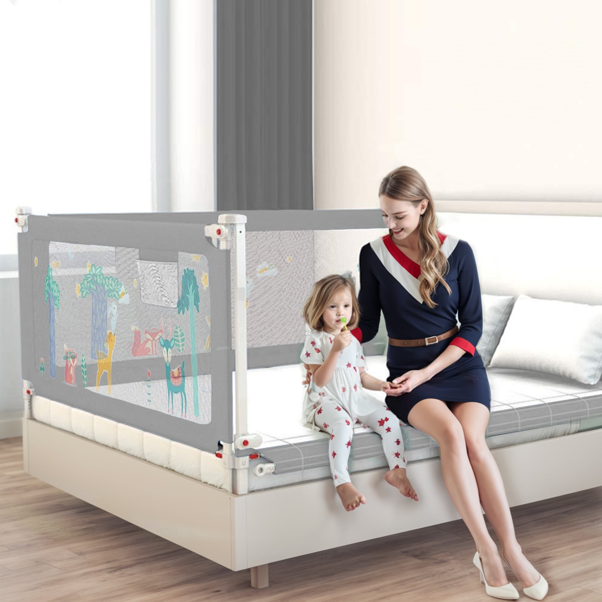 47" Baby Safety Rails Height Adjustable Bed Guardrail Toddler Bed Rail