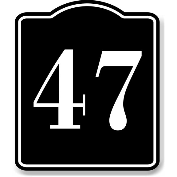 47 Bay Garage Door Plate Field Lane Gate Number BLACK Aluminum Composite Sign