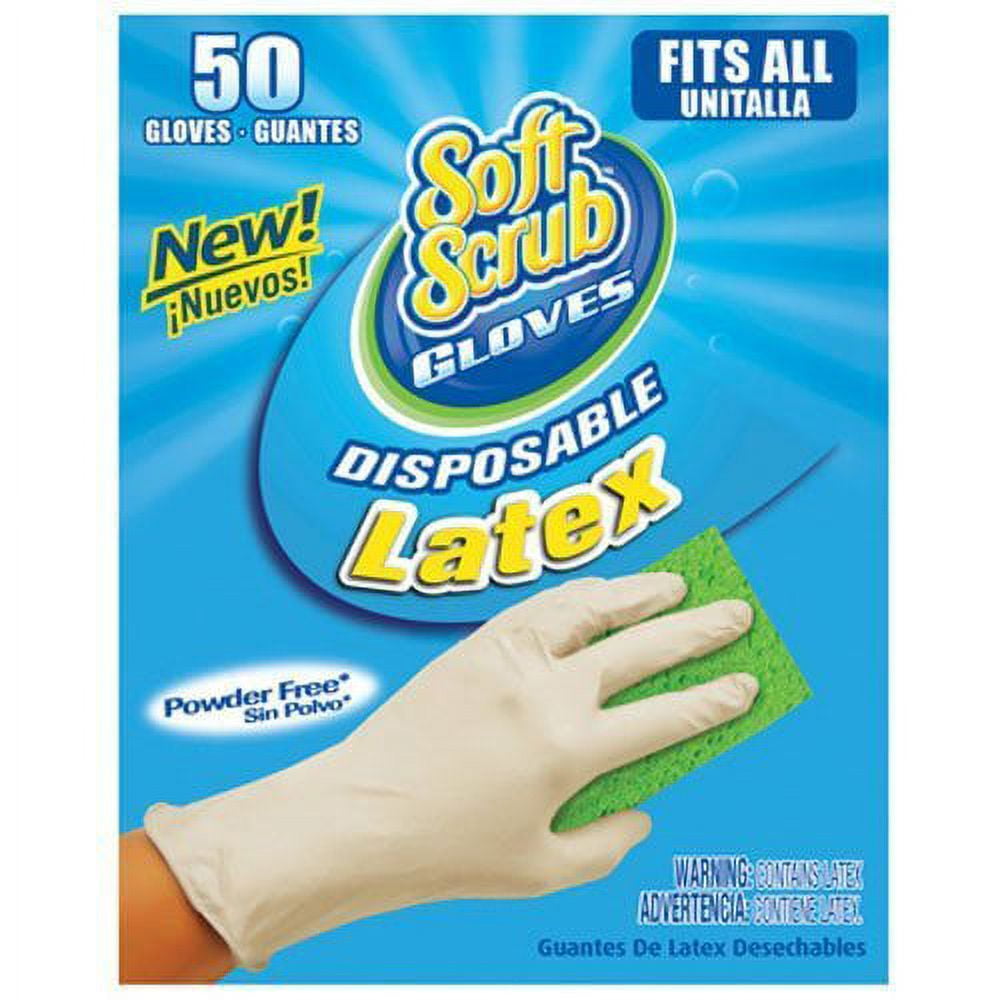 Black Gloves Big Time Products 11300-16 Soft Scrub Disposable Latex Gloves,  Powder Free, One Size, 100-Ct Gants Jetables