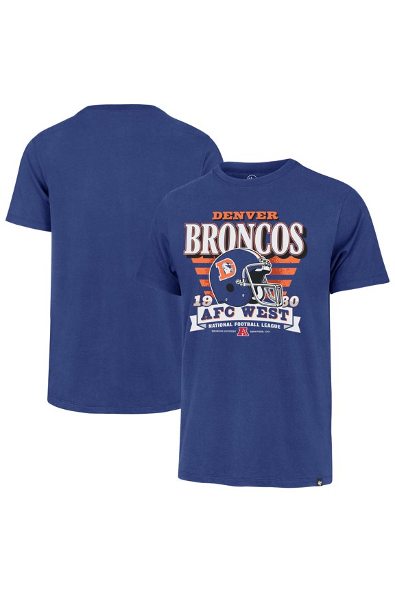 Men's '47 Royal Denver Broncos Stripe Splash Franklin Throwback T-Shirt